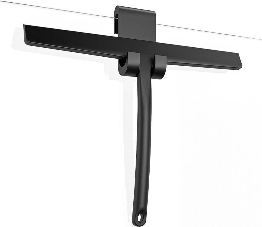 Douchewisser Raamwisser Siliconen vloermop Waterwisser: wisser Douche met siliconen handvat houder + zuignap wisser voor douche badkamer spiegel glasreiniging (zwart 28