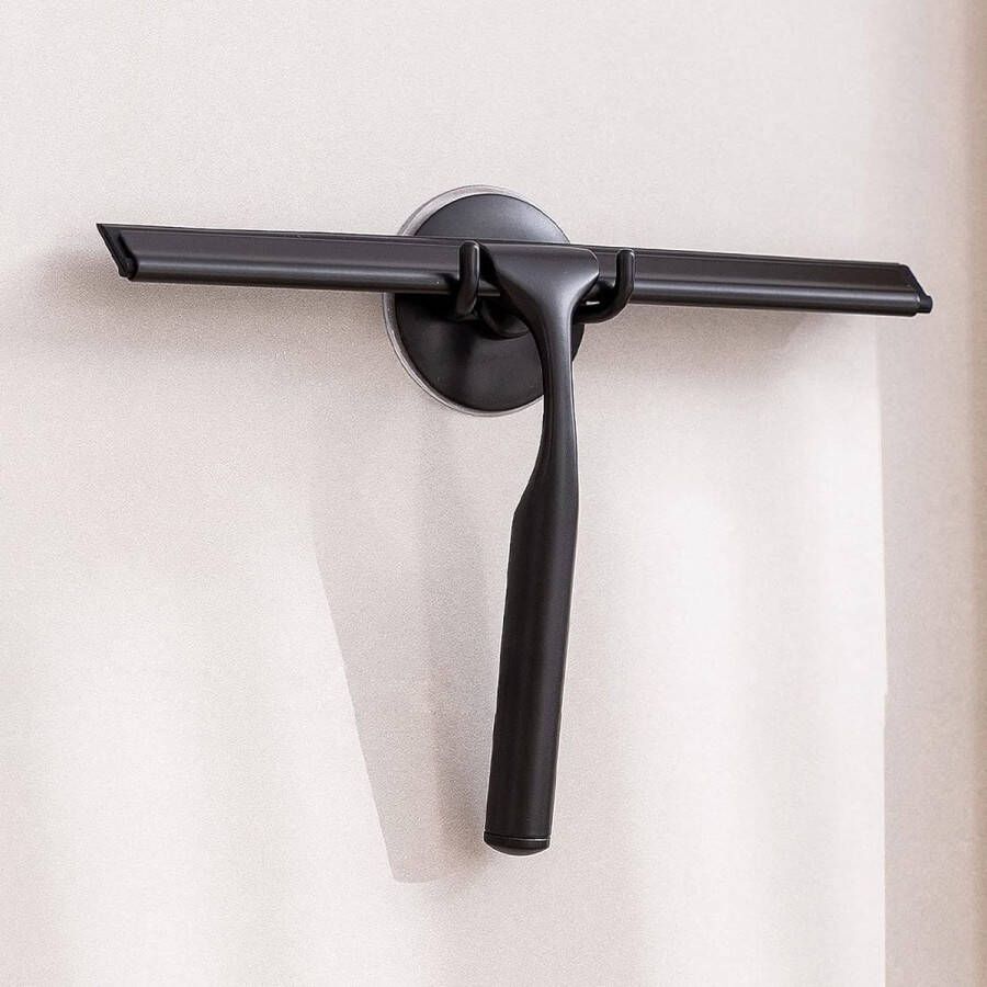 Douchewisser wisserdouche roestvrijstalen doucheschermwisser met sterke zuignaphaak voor badkamer keuken spiegel auto raam- en glasreiniging 10 inch zwart