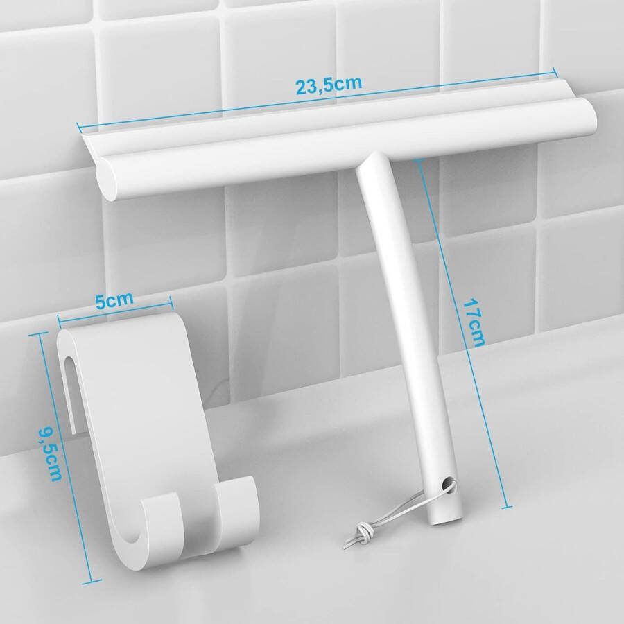 Douchewisser Wit met houder Zonder boren Douchewisser Siliconen 23 5 cm Raamwisser voor douche badkamer spiegel glasreiniging streepvrij