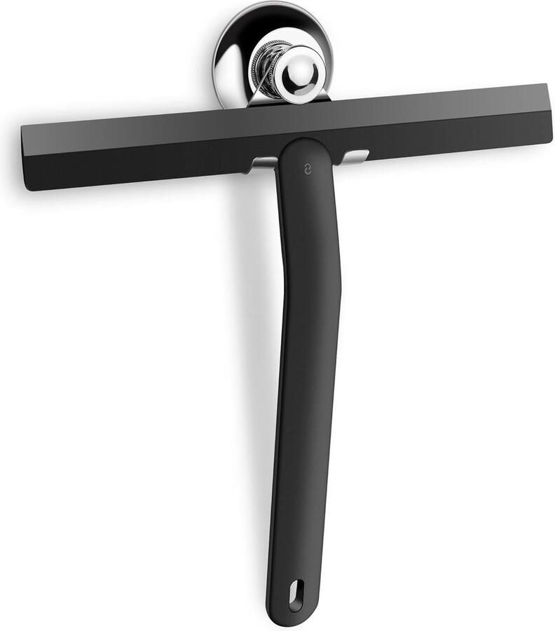 Douchewisser zwart set met houder 28 cm brede siliconen wisser voor doucheschermwisser badkamerraamwisser met roestvrijstalen kern zuignaphouder voor badkamerafpellen