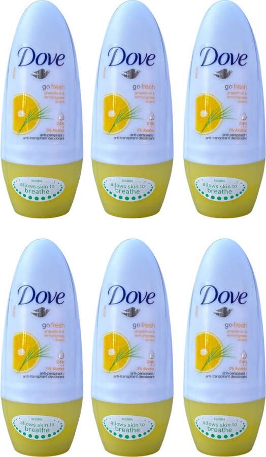 Dove go fresh grapefruit & lemongrass scent anti-transpirant deodorant 50ml x 6