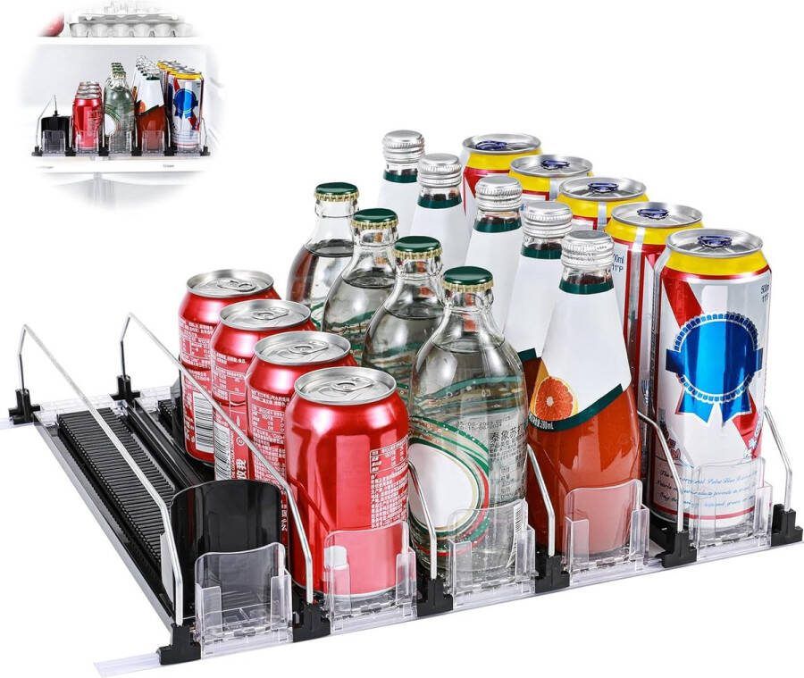 Dozendispenser blikjeshouder koelkastorganizer voor blikdranken blikjesrek met automatische drukknop koelkast blikjes organizer blikjes keukenorganizer voor dranken frisdrank bier opbergruimte 25 blikjes