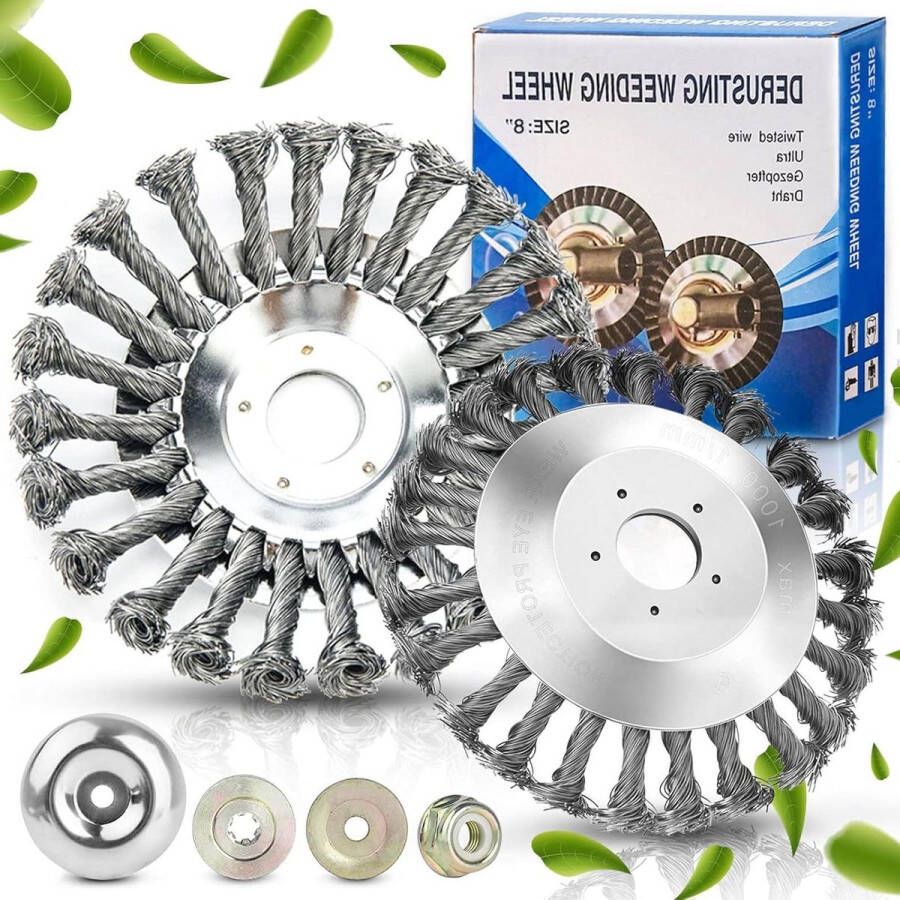 Draadborstel 200 x 254 mm onkruidborstel staaldraad met accessoires geschikt voor tuinen weiden stadswegen 20 inch Onkruidborstel