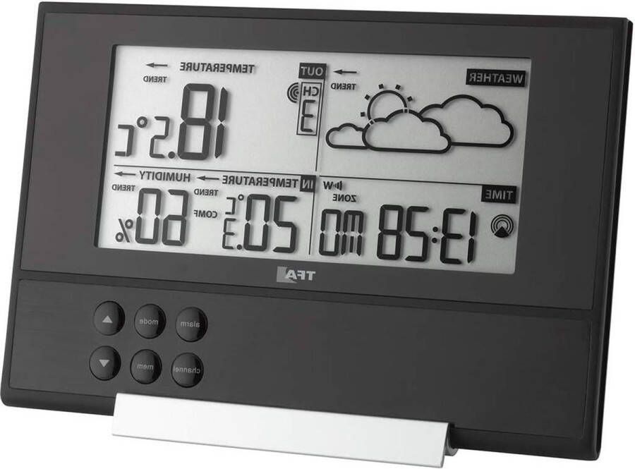 Draadloos weerstation met plat design weersvoorspelling buitentemperatuur binnenklimaat