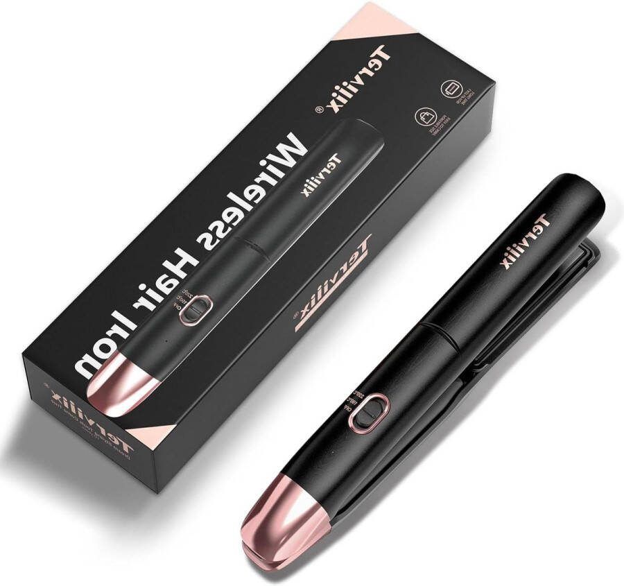Draadloze draagbare stijltang Max 220 °C mini-reisstijltang Oplaadbaar en 2-in-1 met arganolie 4500 mAh-batterij 50 seconden snel opwarmen