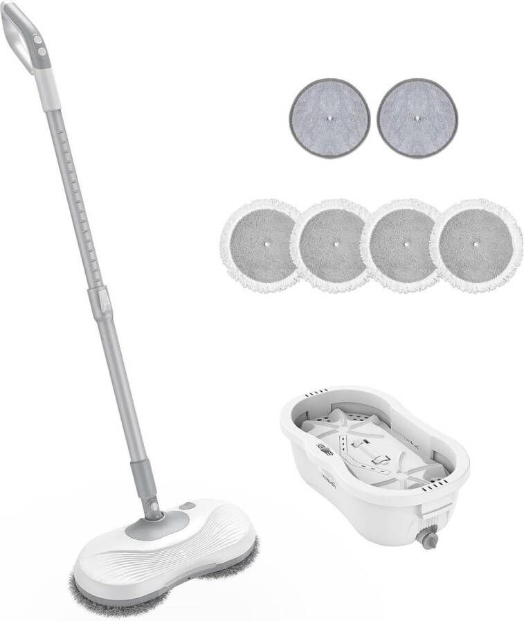 Draadloze elektrische mop zelfreinigende dweil led 250 ml watertank- compact ontwerp- 2200 mAh accucapaciteit waterspray met één klik scheiding van schoon en vuil water verstelbare steel Mop