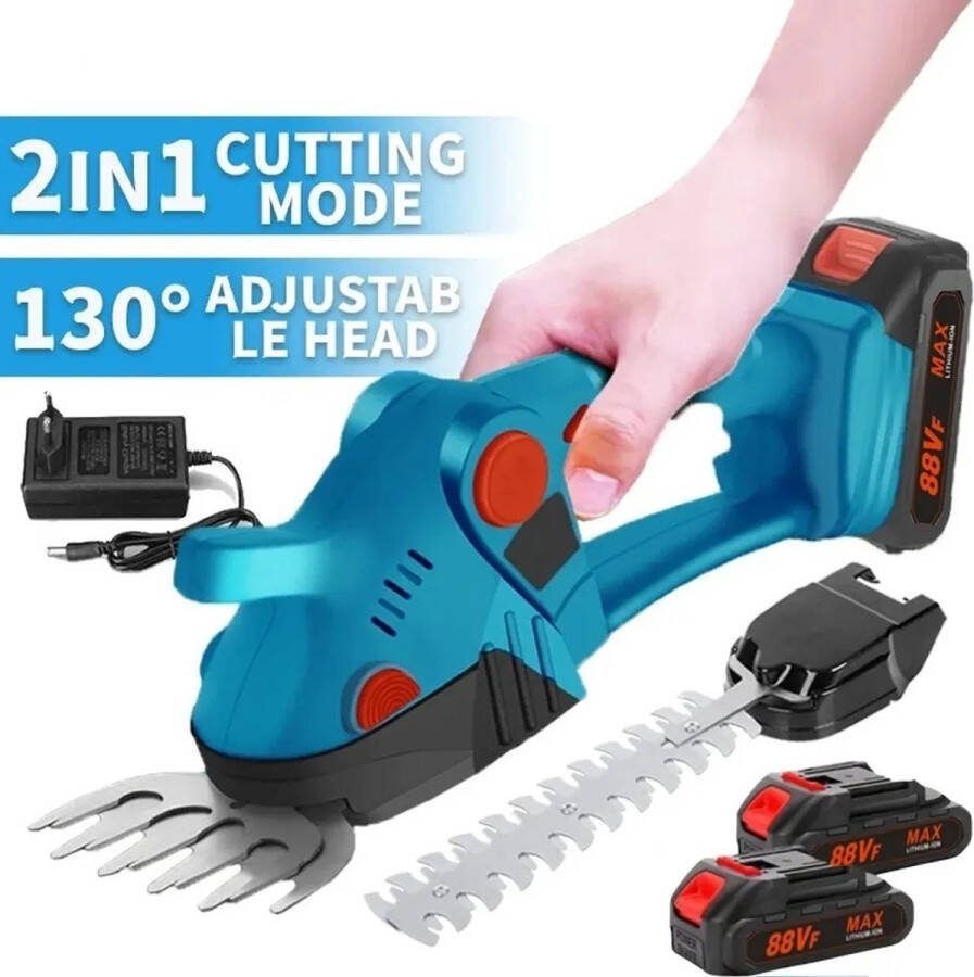Draadloze grasschaar trimmer 2-in-1 handheggenschaar 21V elektrische grastrimmer heggenschaar grastrimmer oplaadbare lithium-ionbatterij