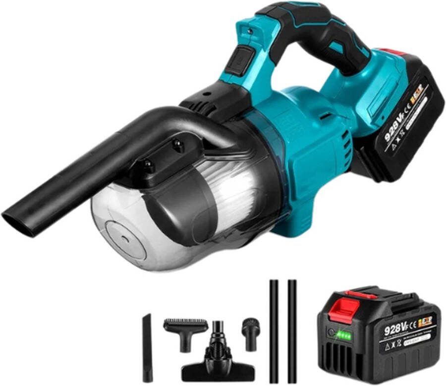 Draadloze handheld elektrische stofzuiger Met 2 Batterijen handstofzuiger Kruimeldief snoerloos Kruimelzuigers 1000W 18V 0.7L Blauw