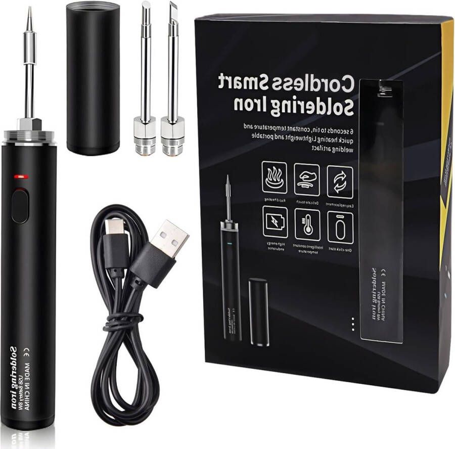 Draadloze soldeerbout kit USB oplaadbaar snelle verwarming temperatuur verstelbaar beginners 3 ijzeren tips