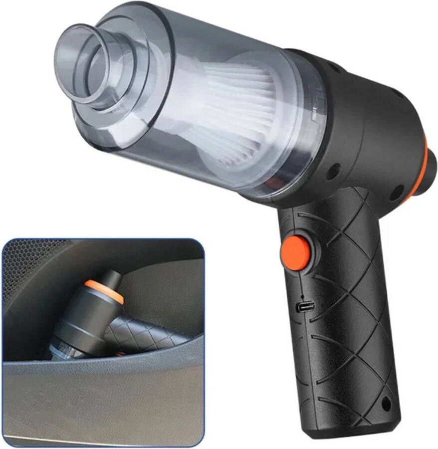 Draadloze stofzuiger Snoerloze stofzuiger Handstofzuiger Auto stofzuiger Mini stofzuiger Handstofzuiger draadloos Kleine stofzuiger Accu stofzuiger Voor auto Zonder zak 120W Zwart