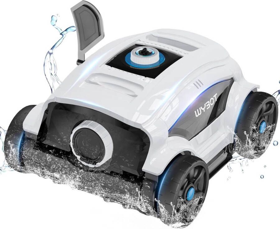 Draadloze Zwembad Robotstofzuiger 130min Reiniging Zwembadstofzuiger Elektrisch Robot Geschikt voor Bovengronds & Buitenzwembad tot 100㎡ Dubbele Aandrijfmotor Zwart Beige