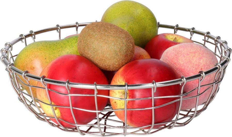 Draadmand schaal metaal zilver decoratie schaal fruitschaal 26.5 x 7 cm accessoires