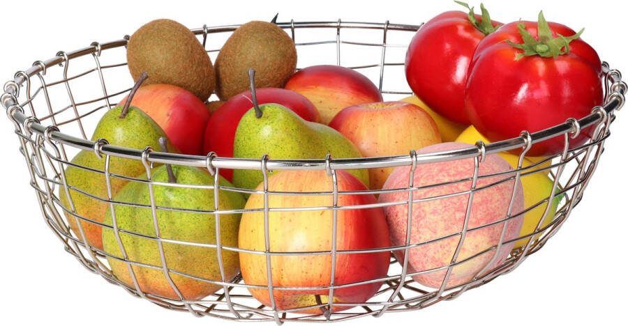 Draadmand schaal metaal zilver decoratie schaal fruitschaal 34 x 10 cm accessoires