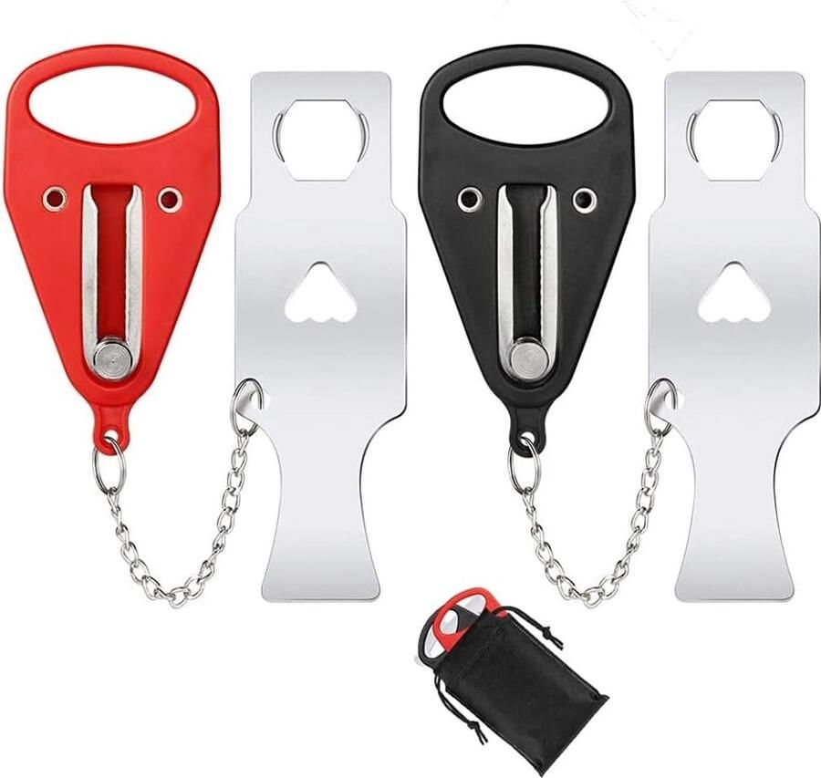 Draagbaar Deurslot 2 Stuks Veilig Deurstopper Reis Slot Deur Zelfverdediging Draagbaar Reis Slot- Anti-inbraak Staal Portable Door Lock Hotel Bescherm Gezinsveiligheid Tijdens Het Reizen