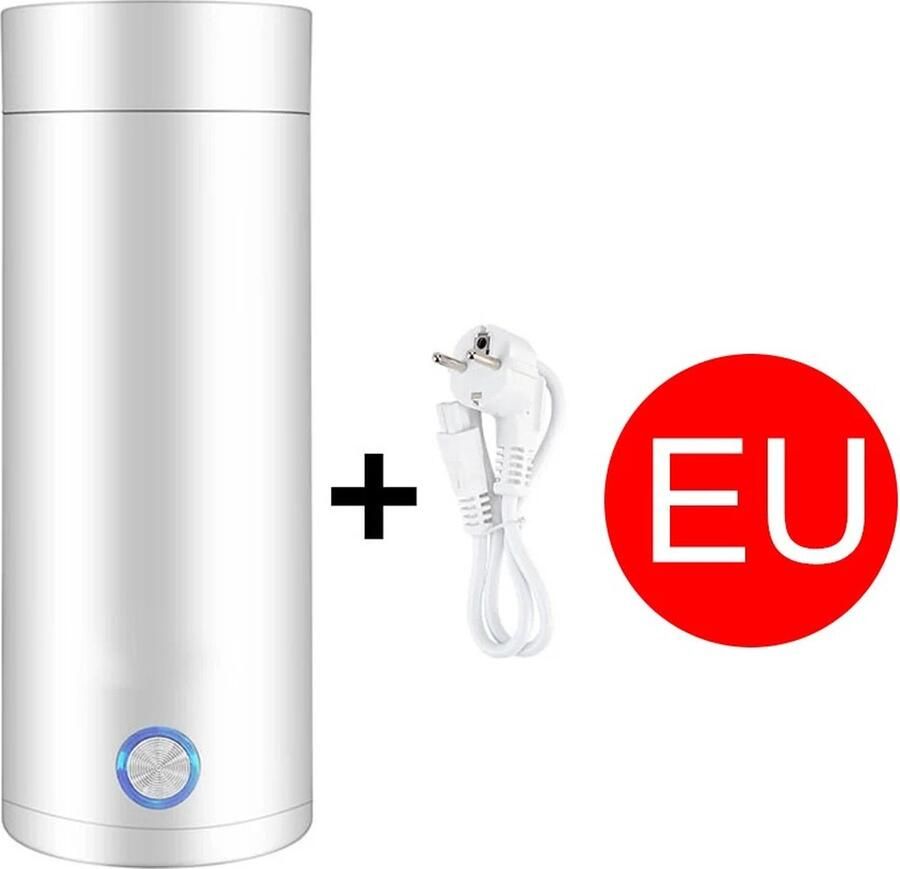 Draagbare 2 in 1 Waterkoker en Thermobeker Anti-verbrand behuizing 75x75x205mm 400 ml 220V Kleine Waterkoker Babyvoeding Camping Waterkoker Mini Waterkoker Reis Waterkoker Wit