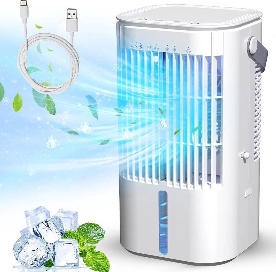 Draagbare airco Mobiele airco 3 Snelheden Luchtbevochtiger 7 Kleuren Ambiant Licht Humidifier Ideaal Voor slaapkamer of kantoor