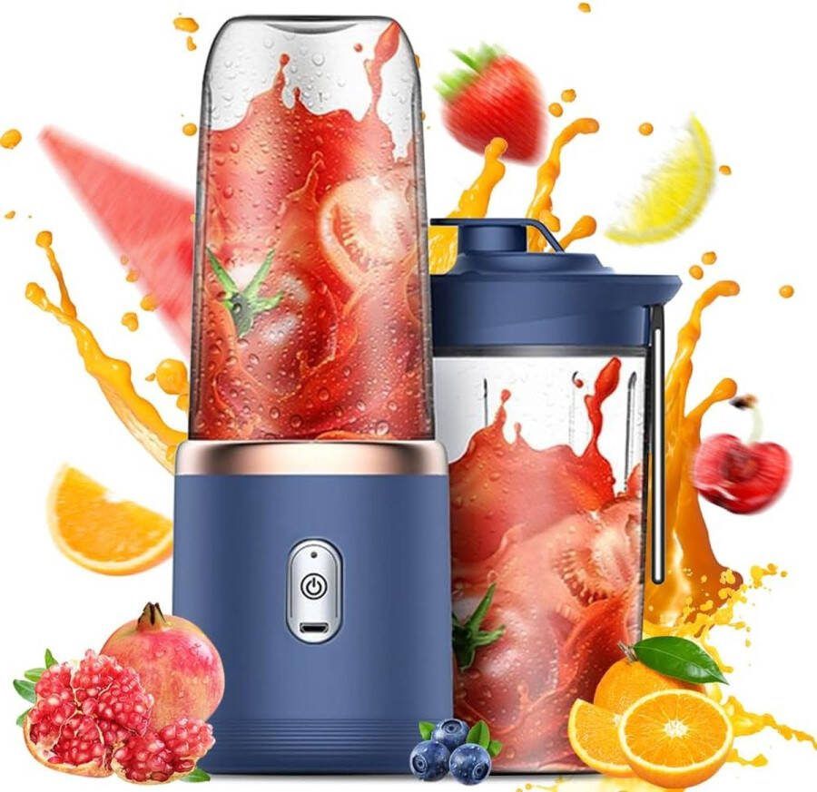 Draagbare blender Smoothiemaker 400 ml Draagbare blender USB Draagbare blender Mini-mixer om mee te nemen met 1 glazen beker Mixer Oplaadbaar BPA-vrij voor auto sport keuken