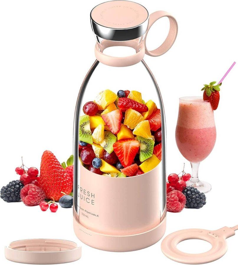 Draagbare Blender USB Oplaadbaar Draagbaar Portable 350ML 100W ‎30G Voor Smoothies Roze