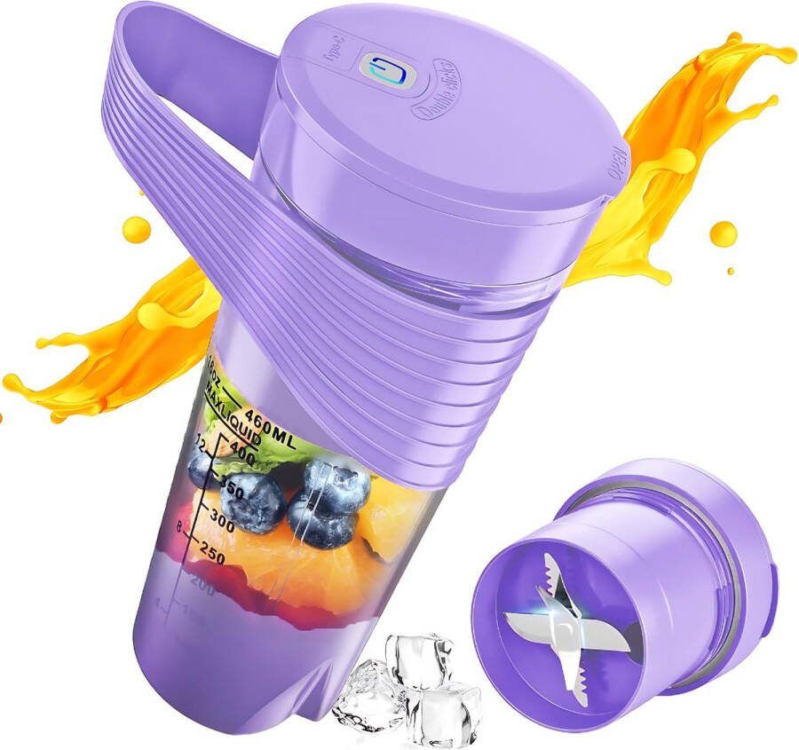 Draagbare Blender USB Oplaadbaar Draagbaar Portable 460ML Voor Smoothies Zwart
