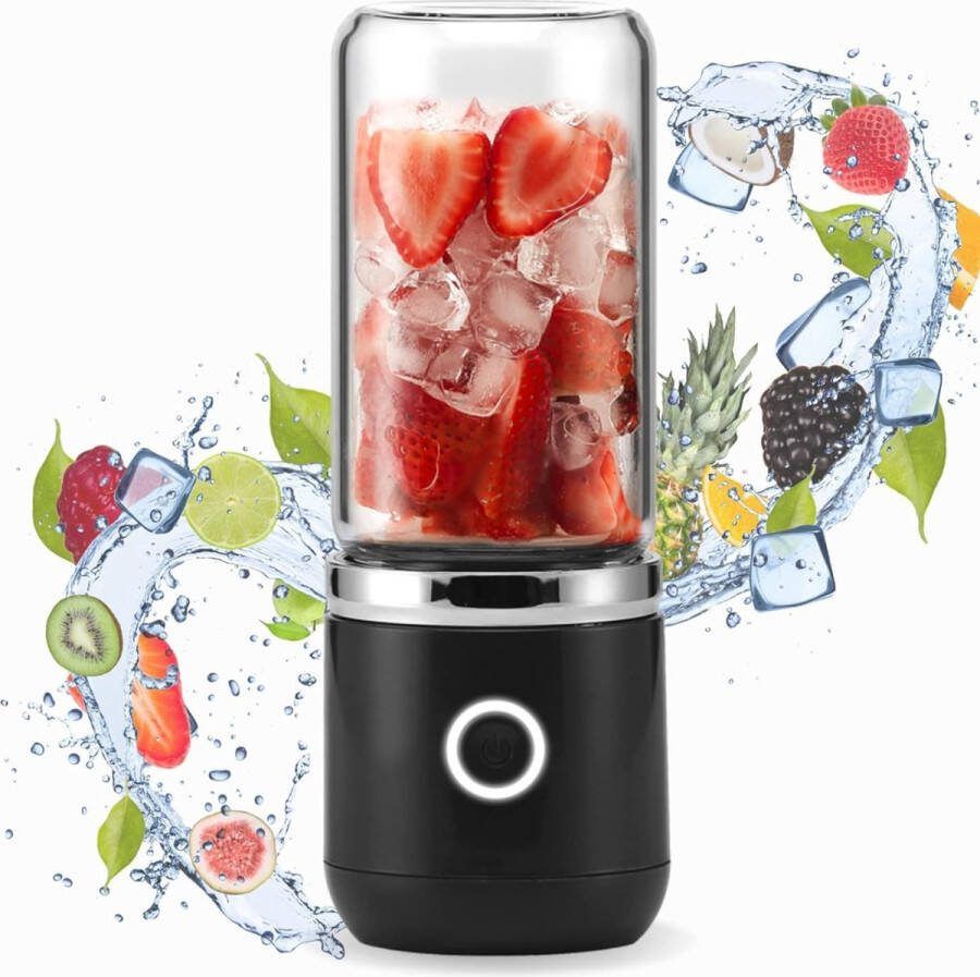 Draagbare Blender USB Oplaadbaar Draagbaar Portable 500ML Voor Smoothies Zwart