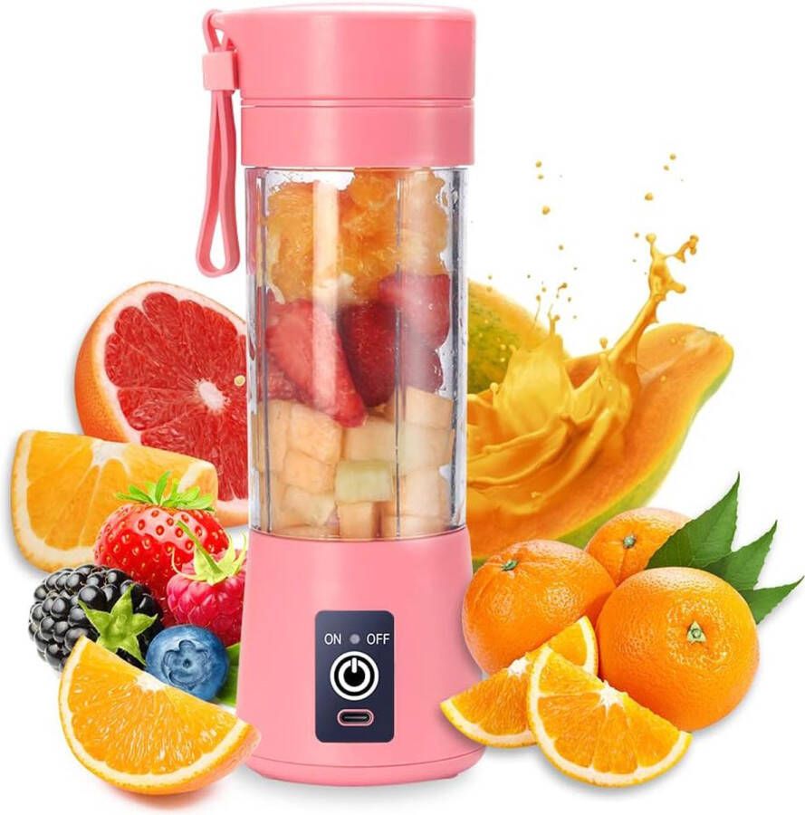 Draagbare blenderbeker elektrische USB-sapcentrifuge mini-blender draagbare blender voor shakes en smoothies sap 380 ml zes messen geweldig om te mengen