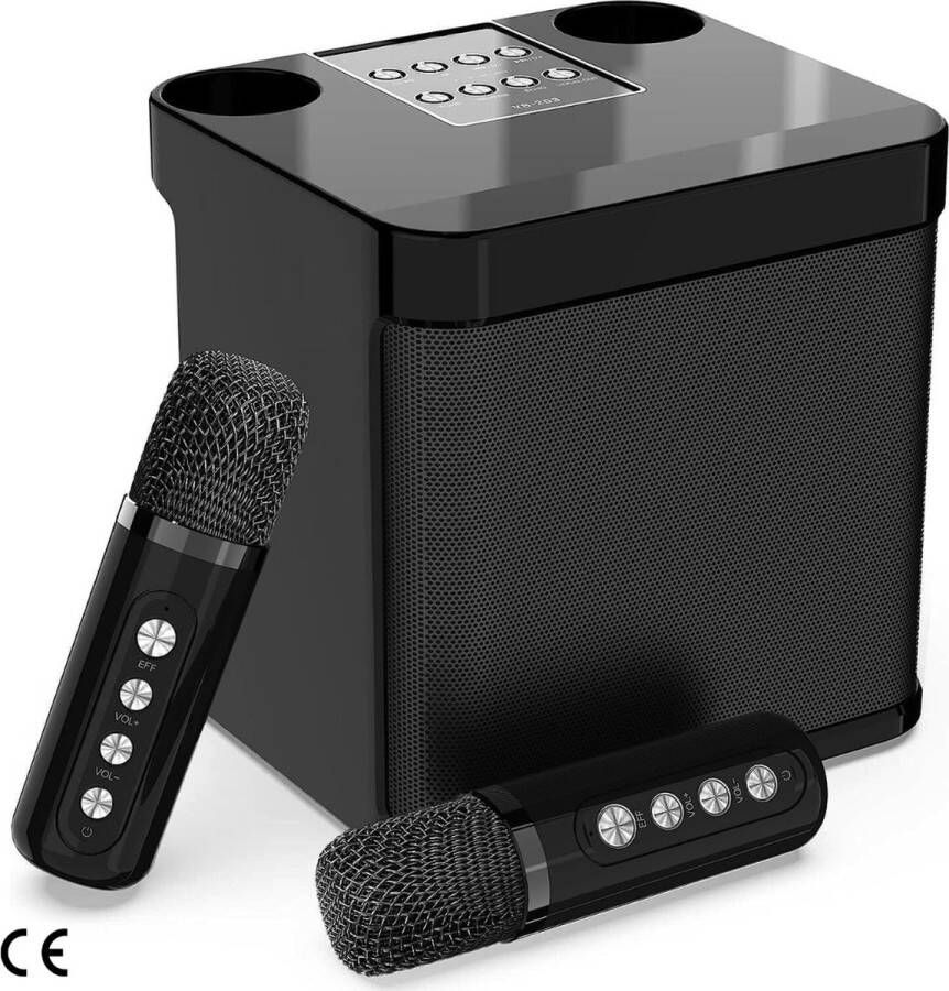 Draagbare Karaoke Machine met 2 Draadloze Microfoons Bluetooth PA-systeem voor Volwassenen met USB TF en AUX-ondersteuning Perfect voor Thuisfeesten en Buitenevenementen Kerstcadeau