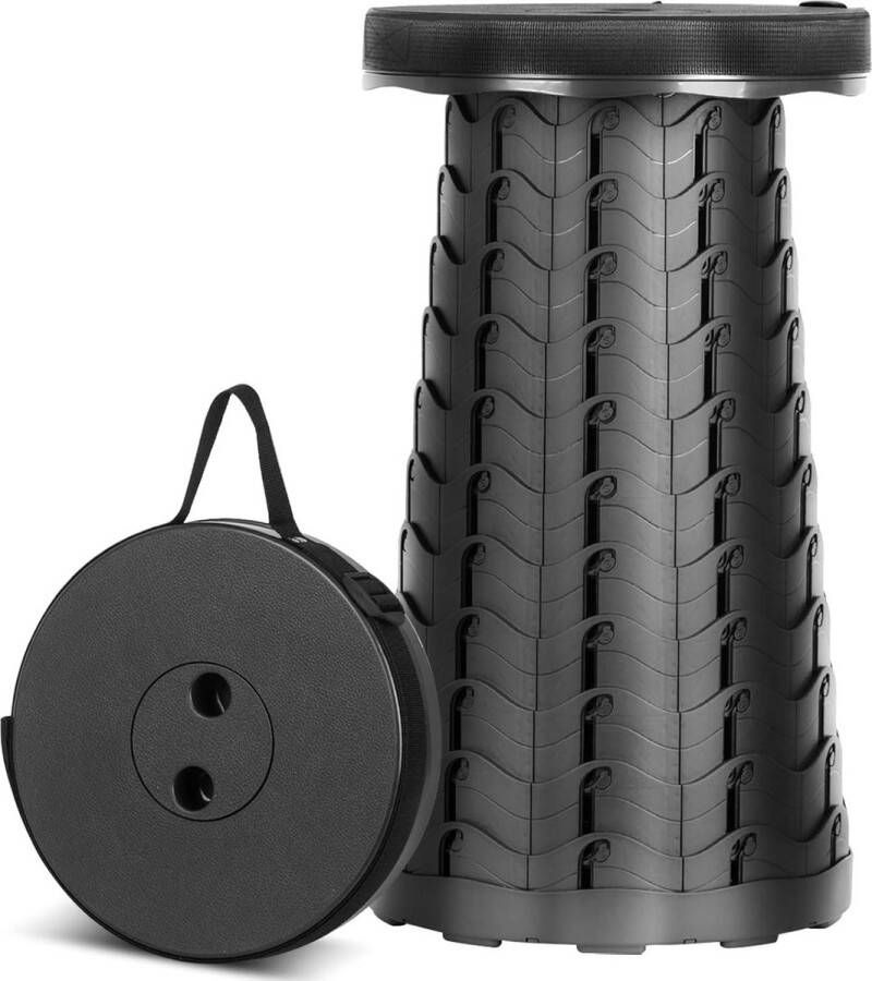 Draagbare klapkruk mini telescopische kruk licht camping buiten visserij BBQ keuken 397 lb in hoogte verstelbaar 65-45 cm zwart