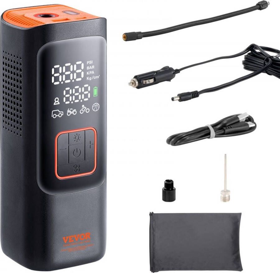 Draagbare luchtcompressor 19 cilinder mini-bandenpomp 3 stuks 2600 mAh oplaadbare elektrische compressor fietspomp 160 PSI luchtpomp met manometer voor auto fiets motorfiets ballen