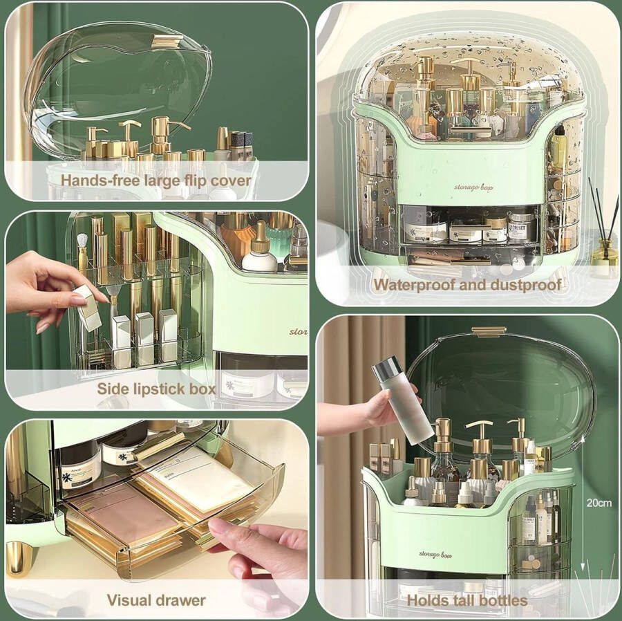 Draagbare Luxe Make Up Case Stofdichte Cosmetische Opbergdoos Multifunctioneel Galatée GL-PR001 Huidverzorgingsen Sieraden Lipstick Box Wit Make-up organizer