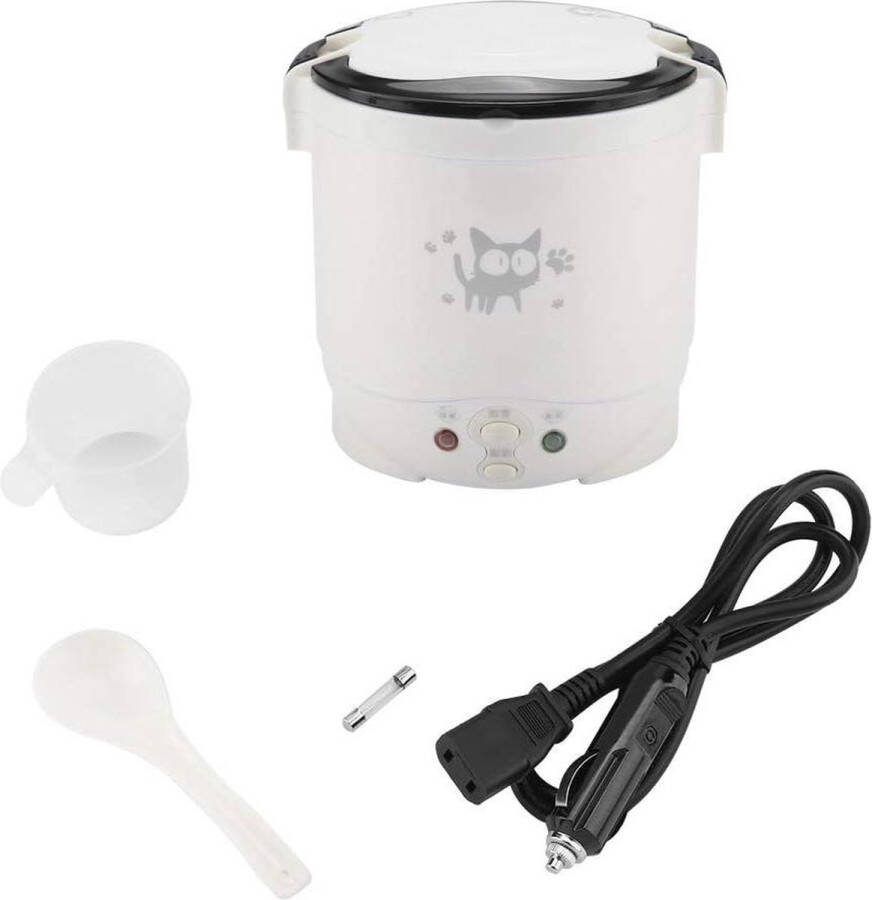 Draagbare Mini-rijstkoker USB Voedselstomer 12V 100W 1L Antiaanbaklaag Elektrische Voedselverwarmer Thuis Auto Dubbele Veiligheidsgesp