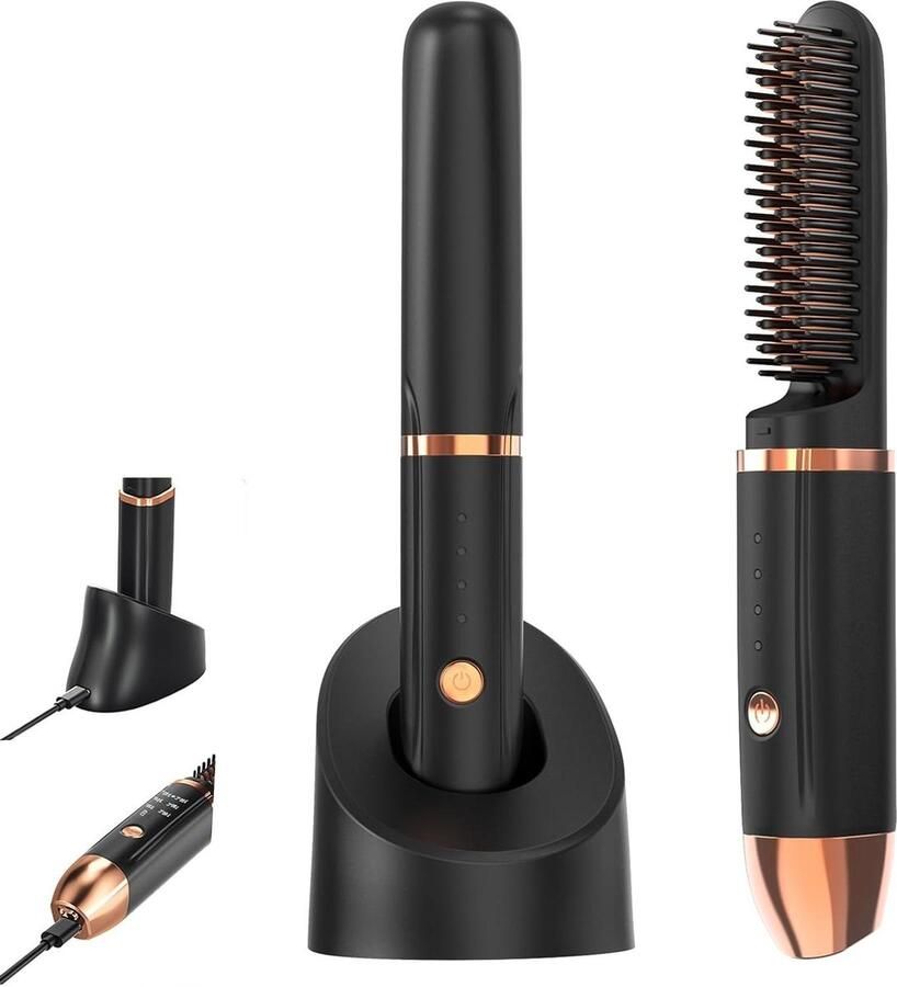 Draagbare mini stijltang USB-C oplaadbaar draadloos voor vrouwen op reis baardstyling snel opwarmend dun en glad haar stylen
