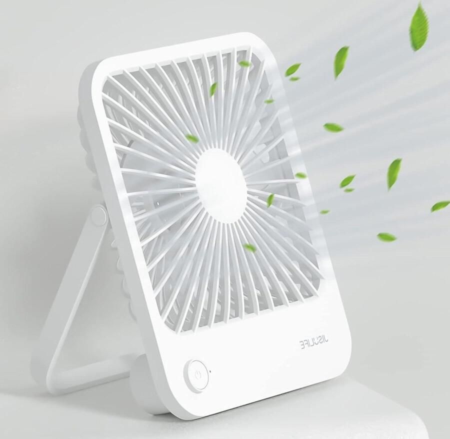 Draagbare mini-ventilator 4500 mAh oplaadbare batterij kleine 180 graden opvouwbaar stille ventilator 4 snelheden thuis kantoor reizen wit