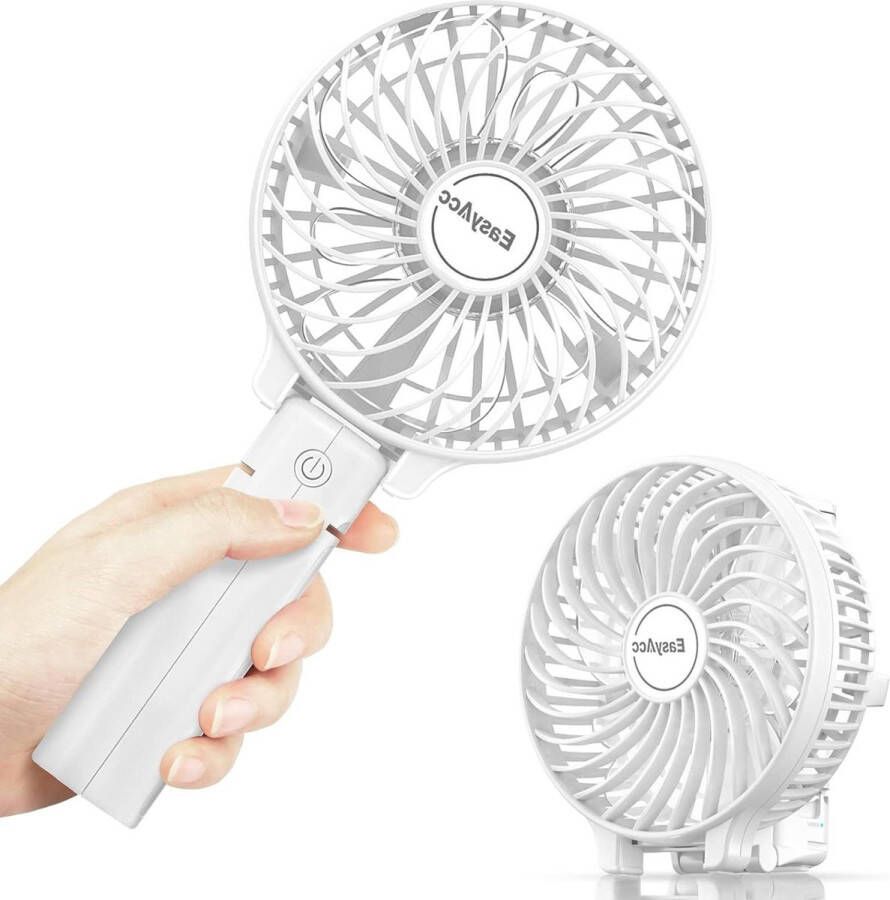 Draagbare mini-ventilator elektrische USB oplaadbare accu opvouwbaar voor laptop en stopcontact wit