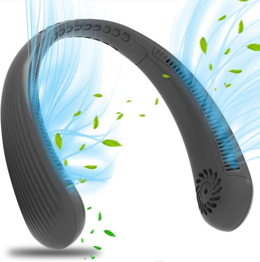 Draagbare nekventilator 4000 mah 3 snelheden Oplaadbare bladloze luchtkoeler Verstelbare USB-nekventilator voor mannen vrouwen kinderen Dark Nekventilator