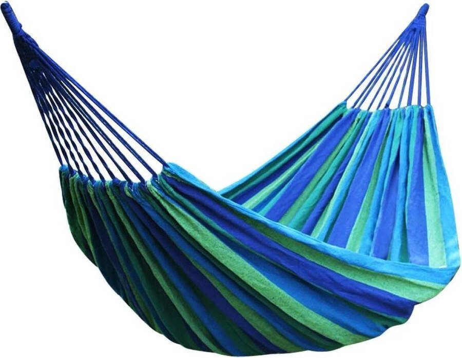 Draagbare Outdoor Hangmat Blauwe en Groene Kleur 1.6 Meter Voor Tuin Camping en Reizen