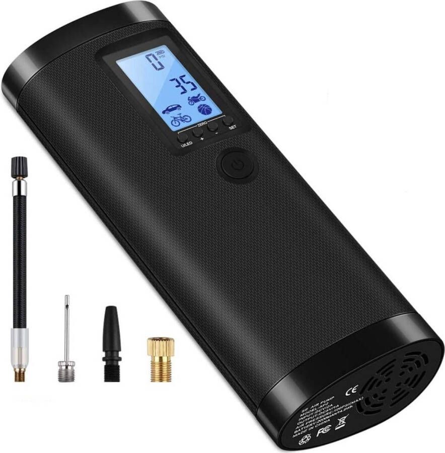 Draagbare Pomp Compressor Luchtcompressor Pomp Elektrische Digitale Bandenpomp met 2000 mAh accu 120 psi Fietsluchtpomp Compressor met Lcd-scherm voor Auto Fiets Motorfiets Basketbal Voetbal enz. Als Zaklamp en Powerbank