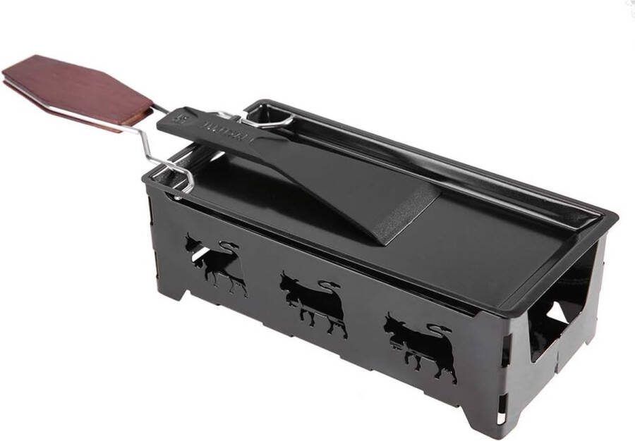 Draagbare raclette anti-aanbaklaag kaas grillerset theelicht raclette rotaster bakplaatoven met houten handvat voor thuis keuken grillgereedschap