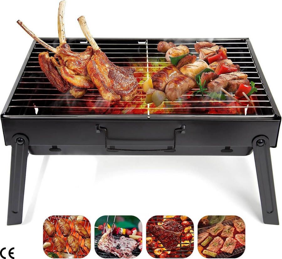 Draagbare Vouwbare BBQ Grill Houtskool Barbecue Roker voor Picknick Camping en Meer