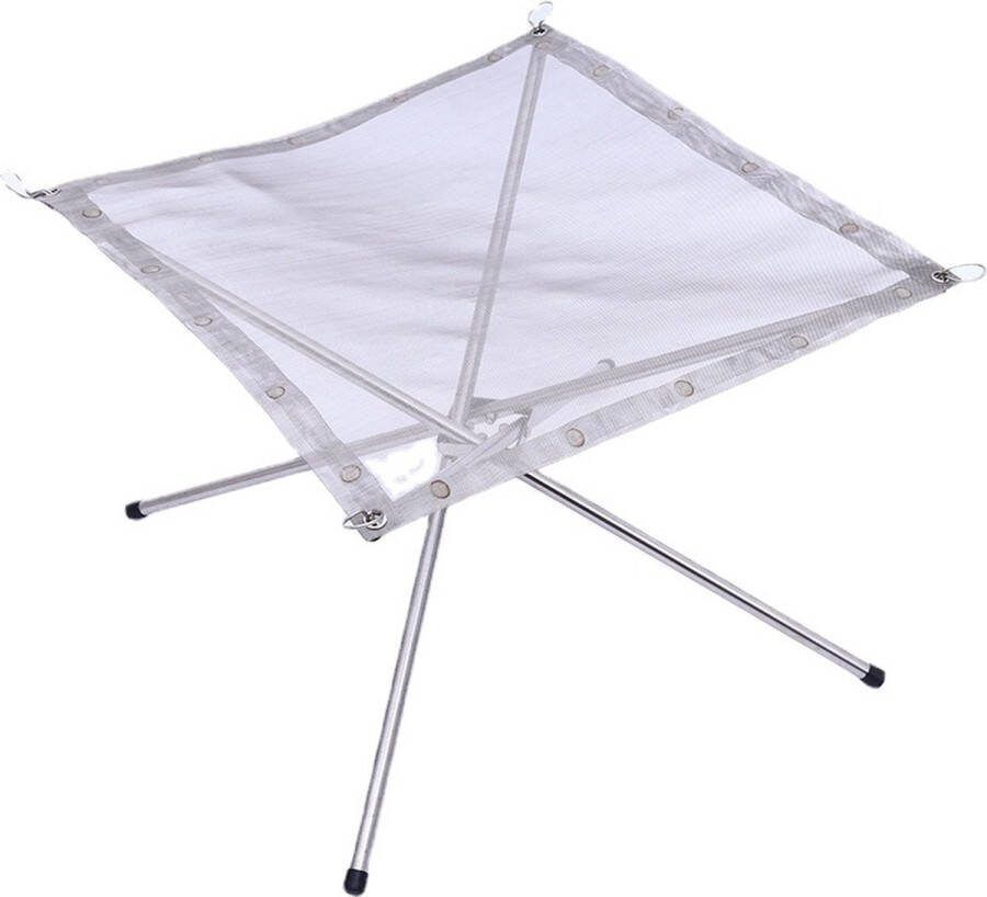 Draagbare vuurkorf voor kamperen opvouwbare vuurkorf voor buiten met draagtas roestvrijstalen gaas BBQ-vuurkorf voor picknick kampvuur terras achtertuin en tuin（56*56*43cm）