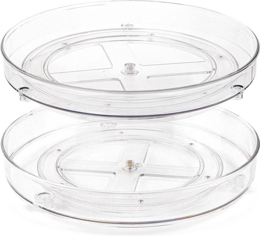 Draaibaar kruidenrek kunststof kruidenhouder organizer draaiplateau organizer voor keuken badkamer slaapkamer (27 x 4 3 cm 2 stuks doorzichtig)
