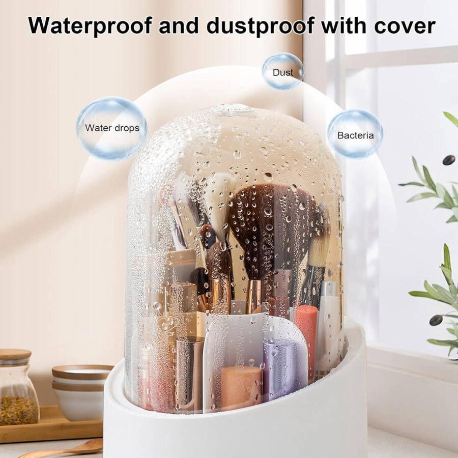 Draaibare make-up organizer kwastenhouder met deksel voor cosmetica opbergen badkamer wastafel