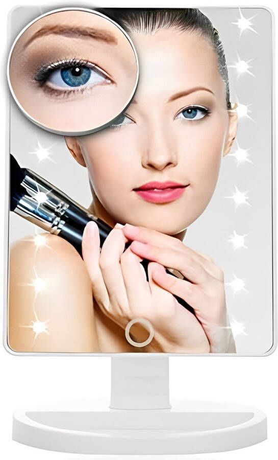 Draaibare make-upspiegel met ledverlichting cosmeticaspiegel voor thuis en onderweg voor make-up en scheren staande spiegel (Rechteckig)
