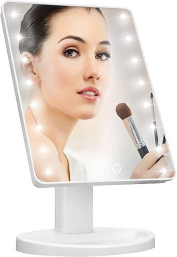 Merkloos Draaibare make-upspiegel met ledverlichting cosmeticaspiegel voor thuis en onderweg voor make-up en scheren staande spiegel