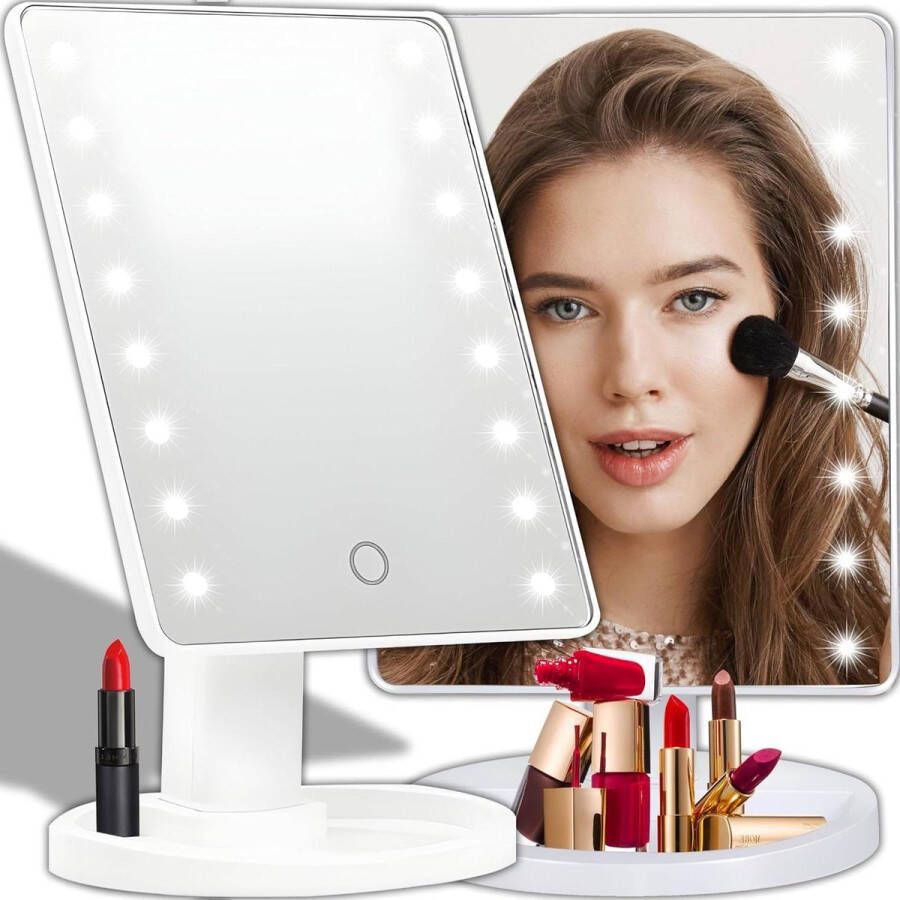 Draaibare make-upspiegel met ledverlichting voor thuis en onderweg make-up en scheren staande spiegel