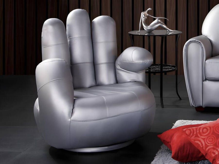 Draaiende fauteuil CATCHY van kunstleer zilverkleurig L 82 cm x H 89 cm x D 78 cm