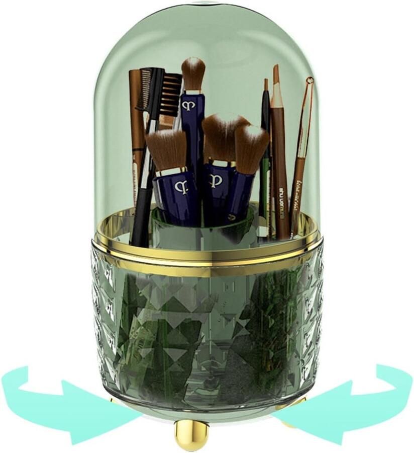 Draaiende Make-up Organiser met Deksel Groen