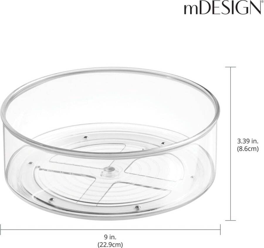 Draaiplateau carrousel kruidenrek ideale opberger in de keuken voor spijsolie kruiden specerijen flesjes blikken en potjes diep plastic doorzichtig per 2 stuks verpakt