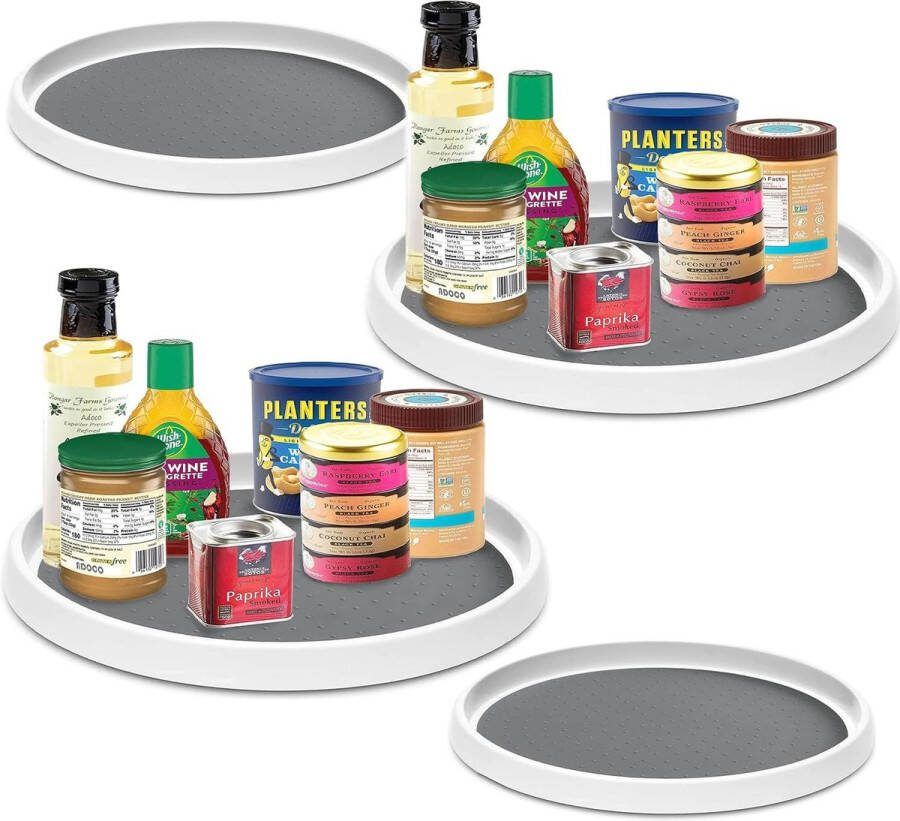 Draaiplateau organizer antislip kruidenrek organizer voor kast eetkamer keuken koelkast make-uptafel werkblad onder de gootsteen 4 stuks