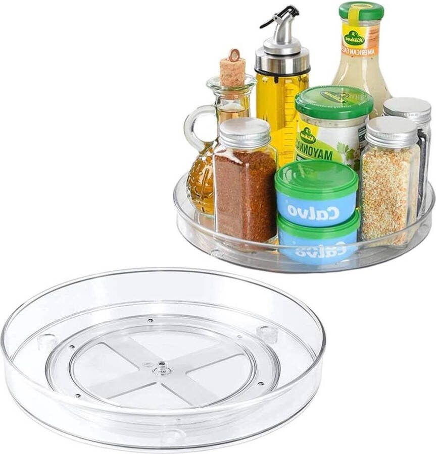 Draaitafel Lazy Susan voor kruidenrek en voorraaddozen in 2 maten 27 cm en 23.5 cm