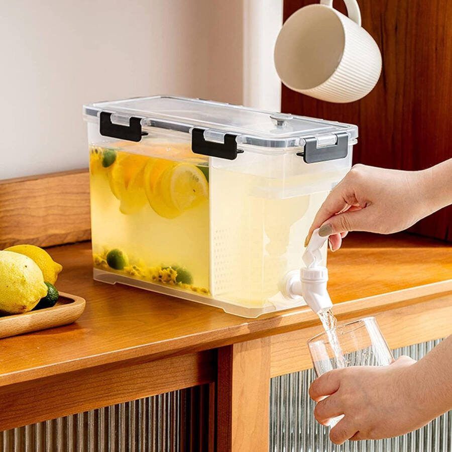 Drankdispenser 3 5 liter herbruikbare koelkastdrankdispenser met kraan ijskoud water tank voor zomer sap koud water ijs melk bier dagelijks gebruik outdoor party